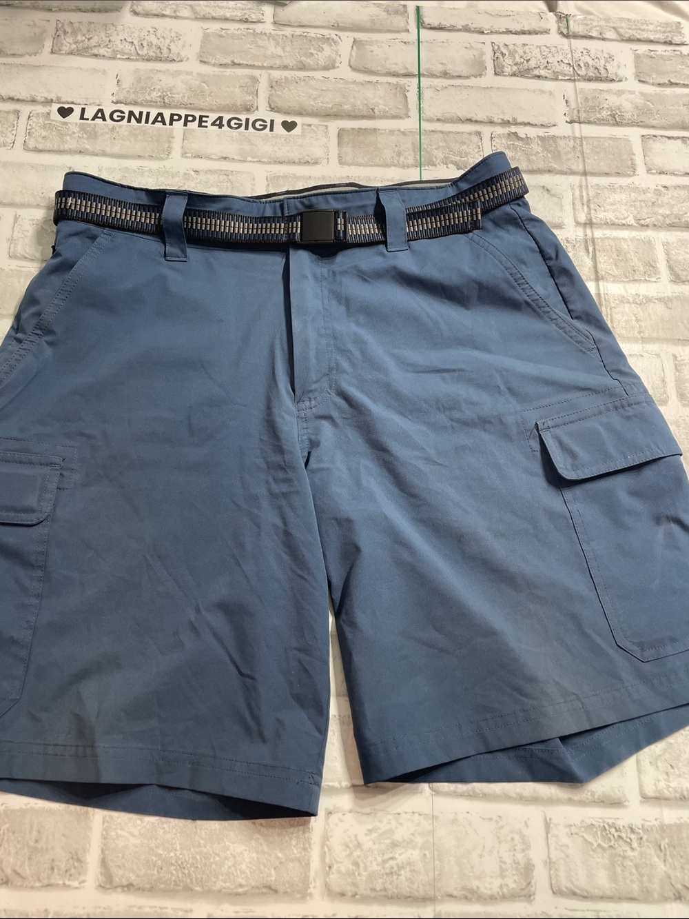 Orvis Shorts Mens 32 Blue Cargo Belted Pockets Outdoor Travel 10 Inseam
